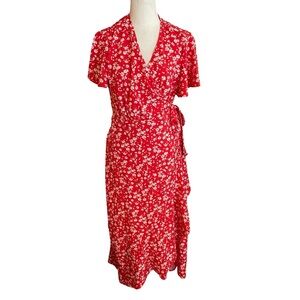 Unbranded Wrap Maxi Dress red white
Floral short flutter sleeves size LG ruffle